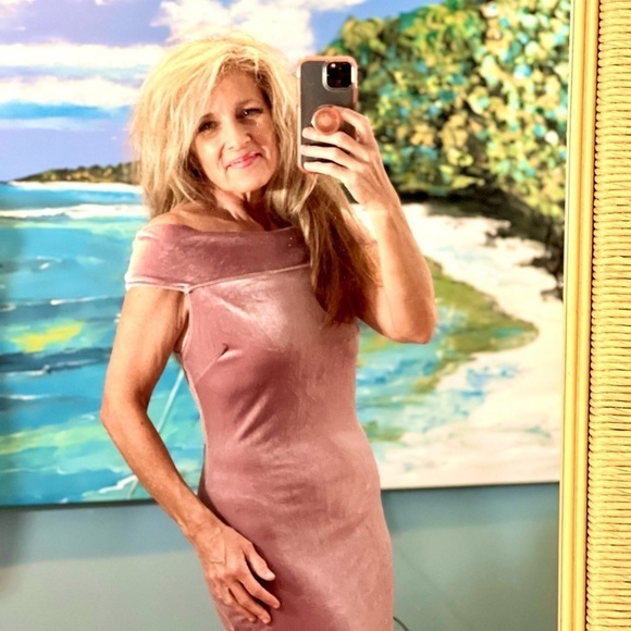 NWT,Windsor,Soft Mauve,BodyCon Dress,Drapes Arms Off Shoulders, Lovely,Size S - Picture 1 of 10